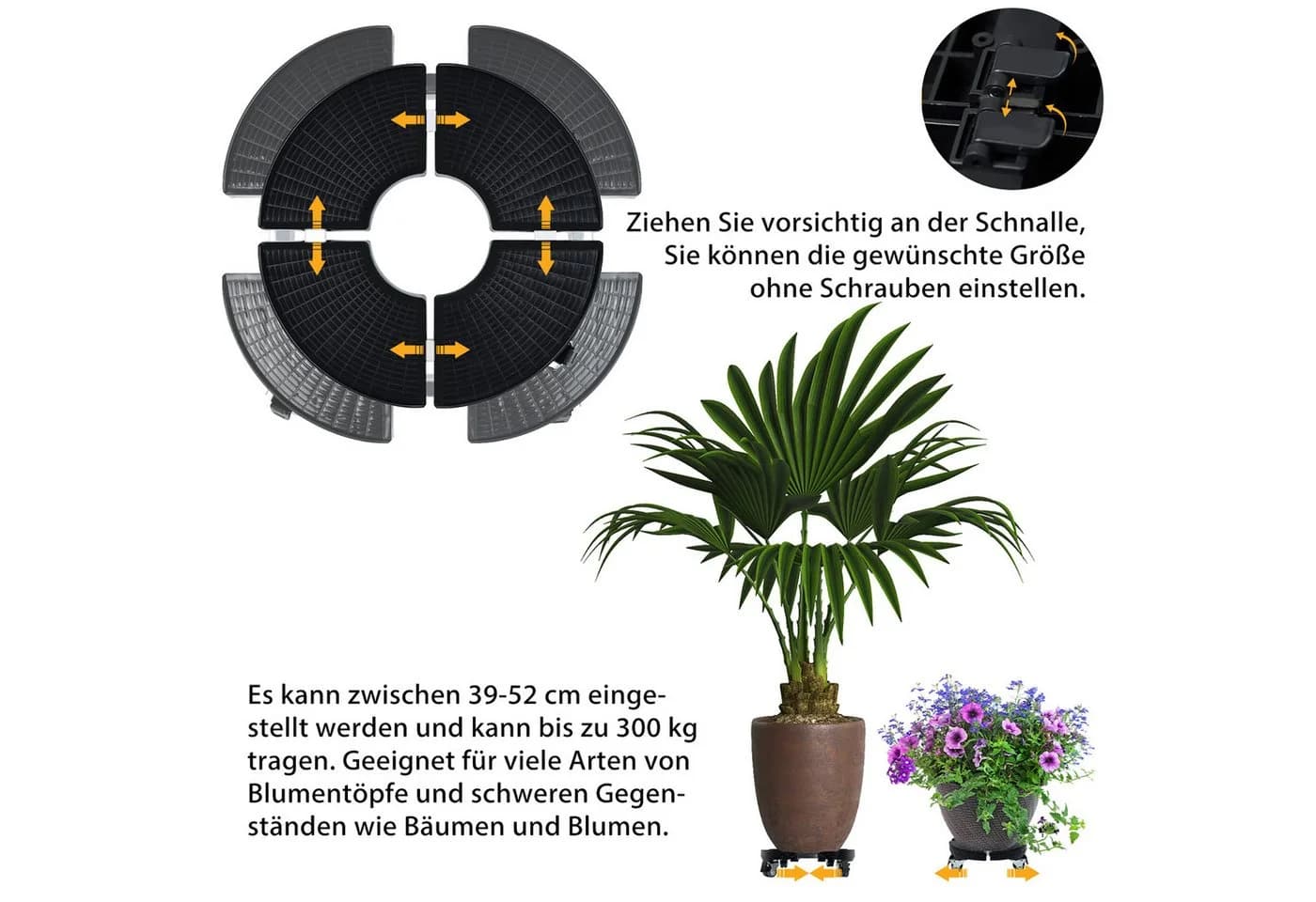 FIVMEN Pflanzenroller 360° drehbar Schwarz - Bild 4