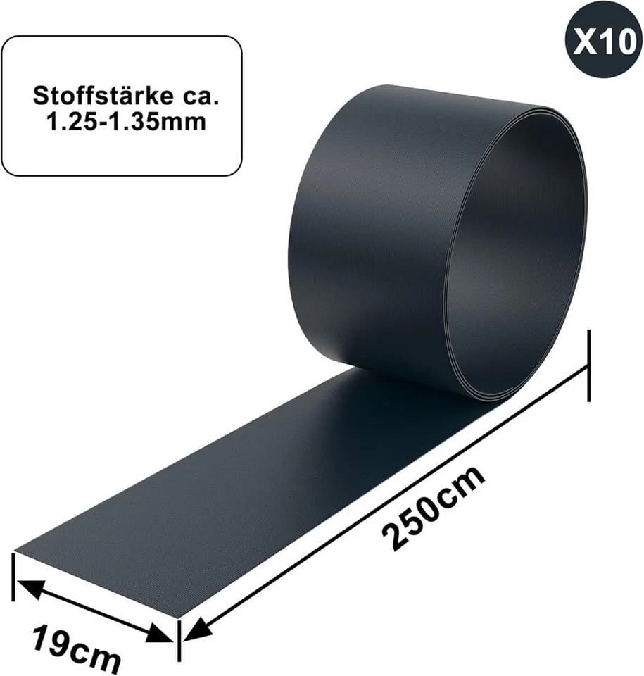FIVMEN Sichtschutzstreifen Hart PVC 19cm x 2.5m 10 Stk. Anthrazit/Hellgrau/Grün