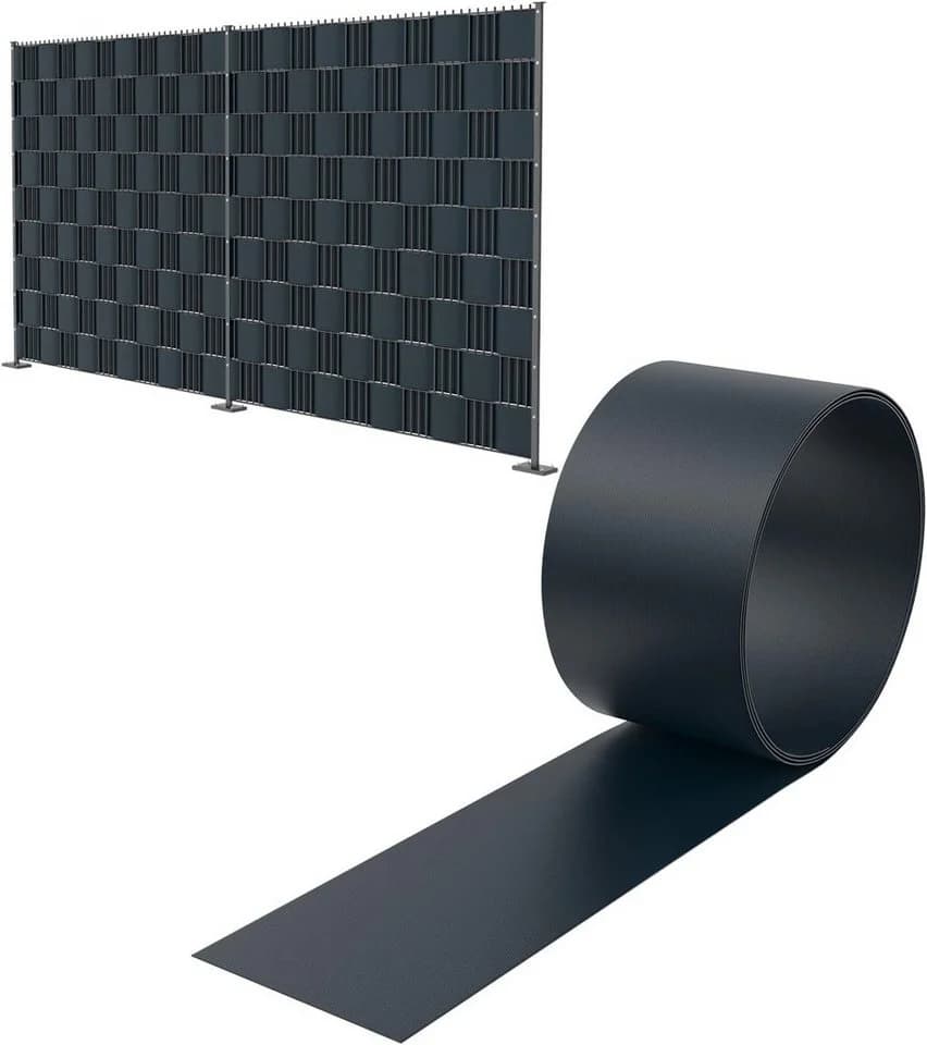 FIVMEN Sichtschutzstreifen Hart PVC 19cm x 2.5m 10 Stk. Anthrazit/Hellgrau/Grün - Bild 2