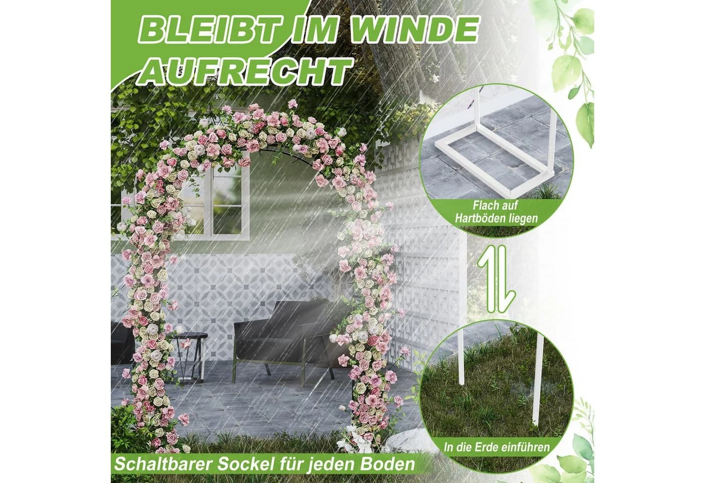 FIVMEN Rosenbogen 2,4M Gartenbogen Rankgitter Rosenhilfe - Bild 3
