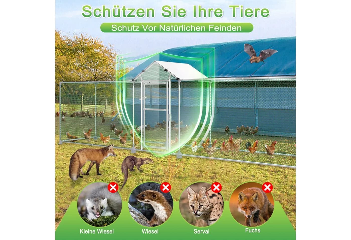 FIVMEN Hühnerstall Freilaufgehege verzinkt silber - Bild 3