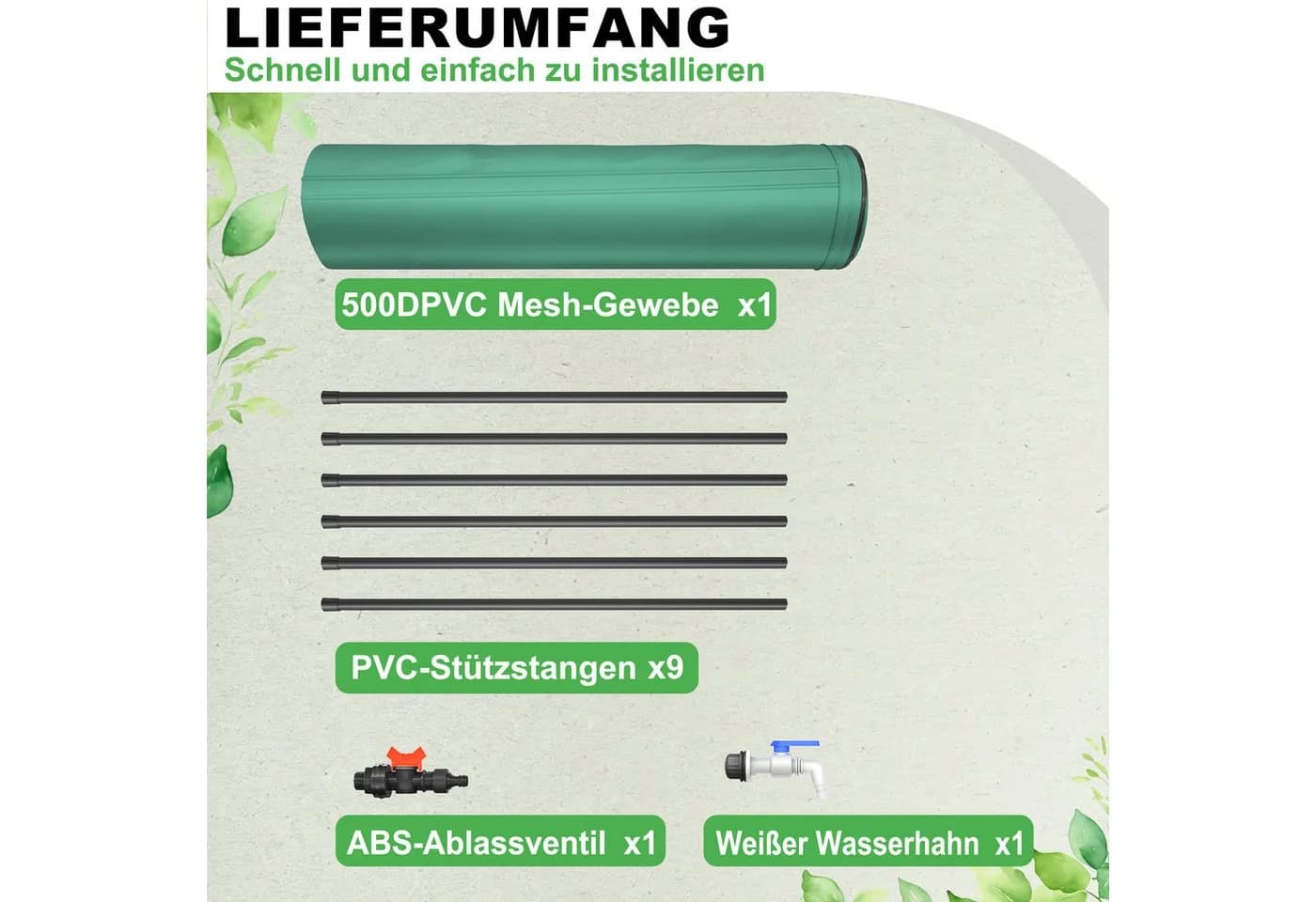 FIVMEN Faltbare Regentonne 750L Dunkelgrün mit Hahn - Bild 5