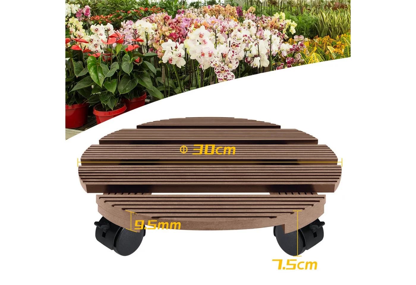 FIVMEN Pflanzenroller WPC 100 kg Tragkraft mit Rollen