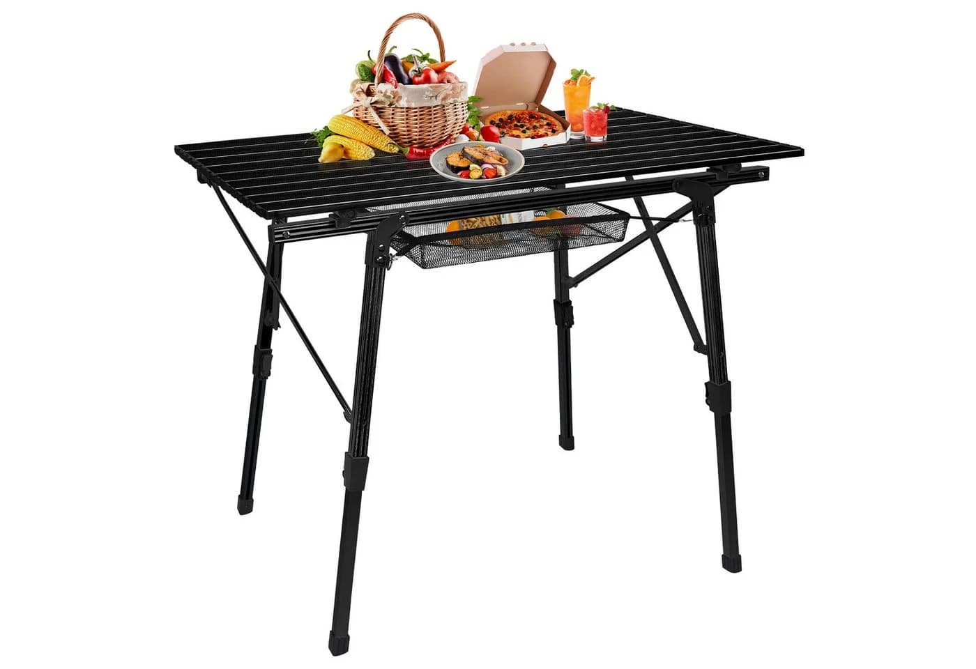 FIVMEN Campingtisch Camping Beistelltisch Faltbar Höhenverstellbar Aluminium - Bild 2