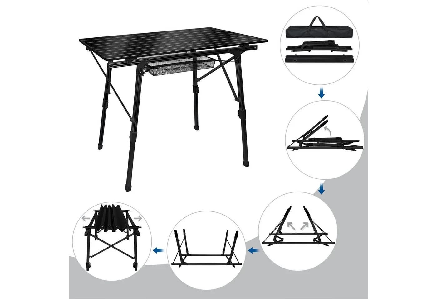 FIVMEN Campingtisch Camping Beistelltisch Faltbar Höhenverstellbar Aluminium - Bild 5
