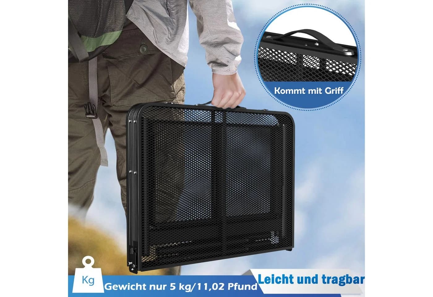 FIVMEN Campingtisch Klappbar Metallgitterplatte Outdoor - Bild 3