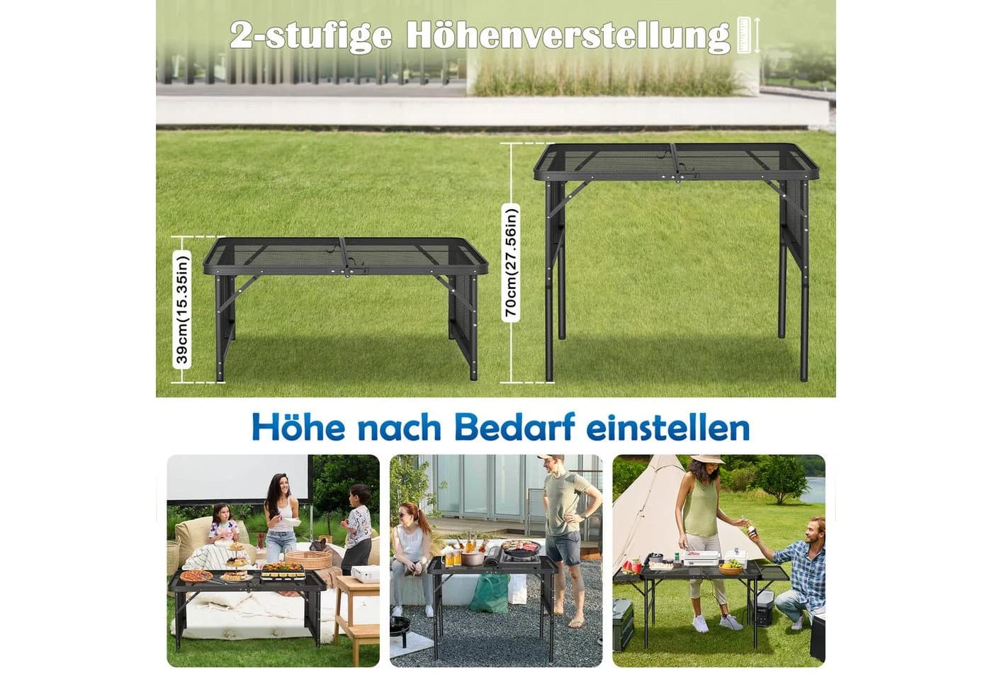 FIVMEN Campingtisch Klappbar Metallgitterplatte Outdoor - Bild 4