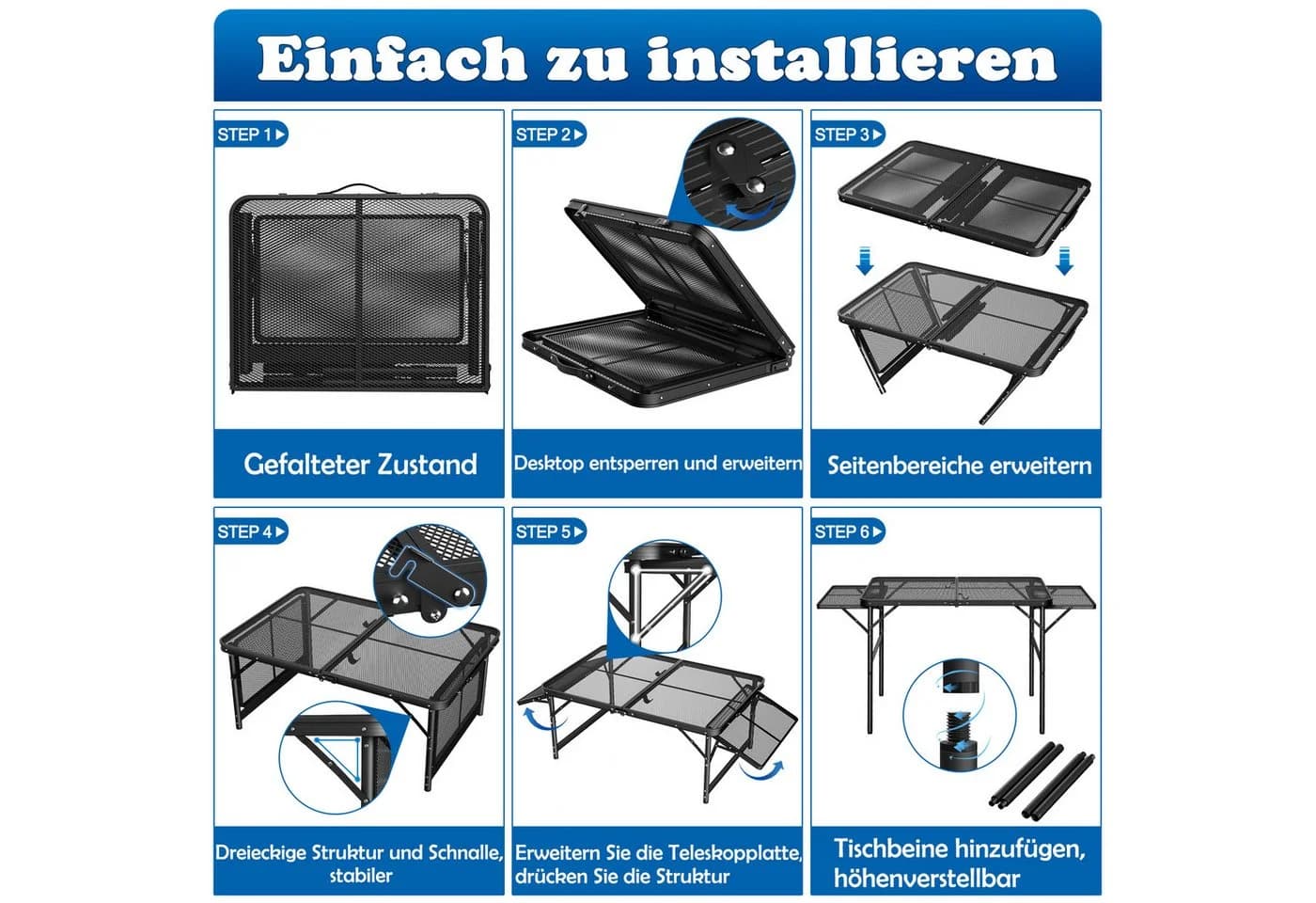 FIVMEN Campingtisch Klappbar Metallgitterplatte Outdoor - Bild 5