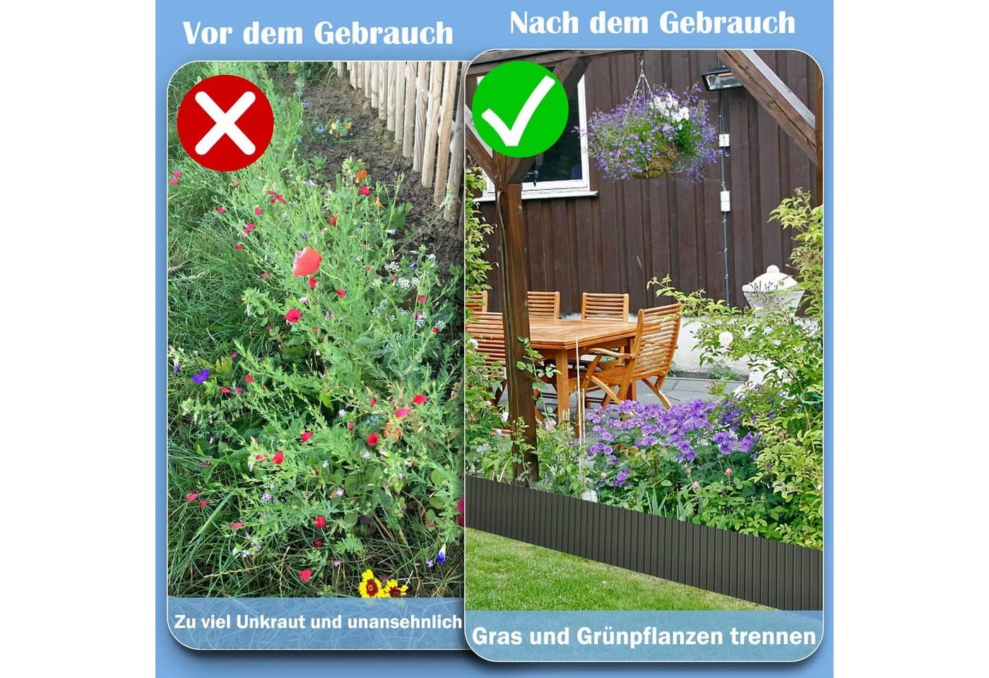 FIVMEN Rasenkante Beetbegrenzung Metall Verzinkt 5m/10m - Bild 4