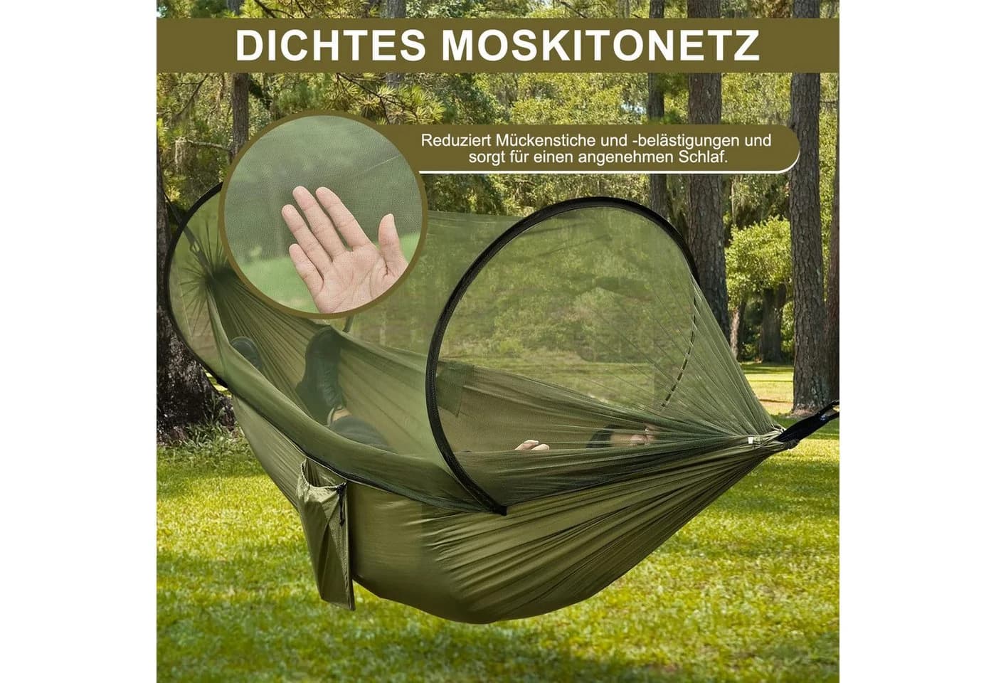 SURFOU Outdoor Hängematte mit Moskitonetz 120kg Tragkraft Camping - Bild 3
