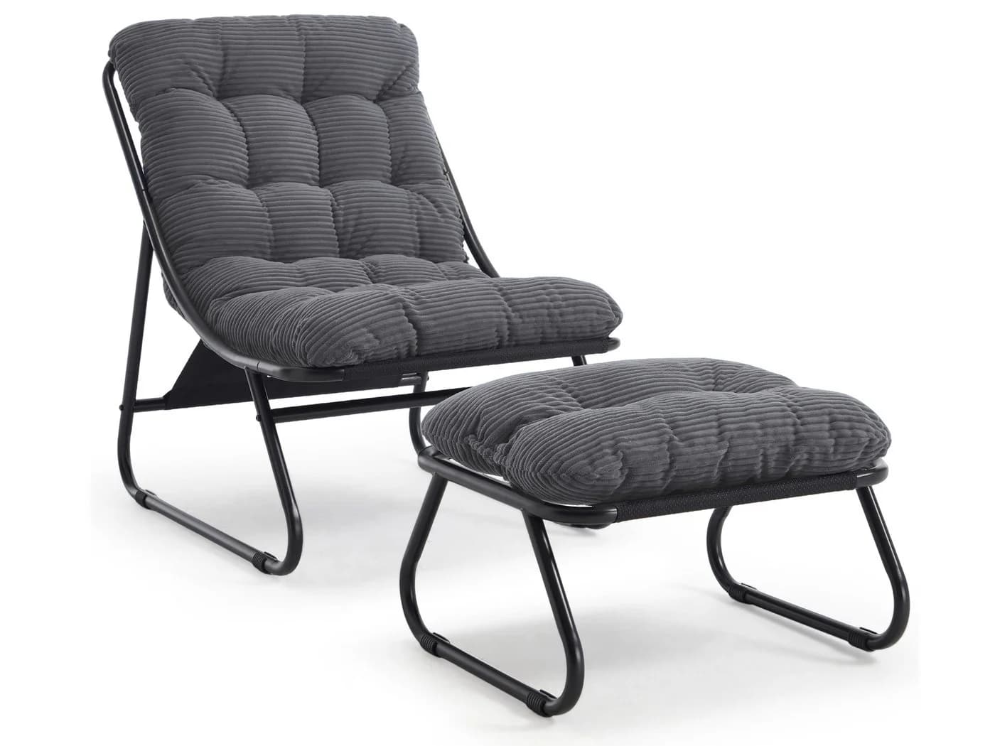 SeedWave Loungesessel mit Ottoman Grau Stahlgestell - Bild 2