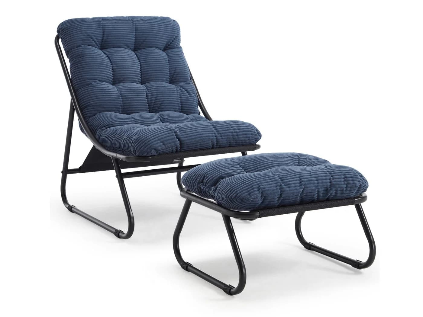 SeedWave Loungesessel mit Ottoman Dunkelblau Stahl - Bild 2