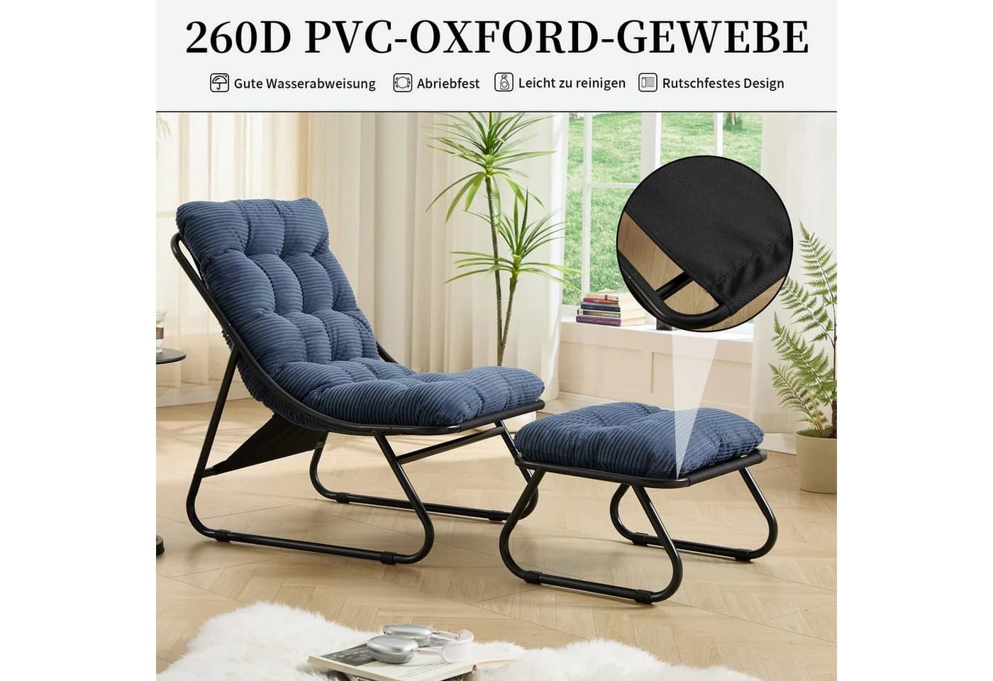 SeedWave Loungesessel mit Ottoman Dunkelblau Stahl - Bild 4