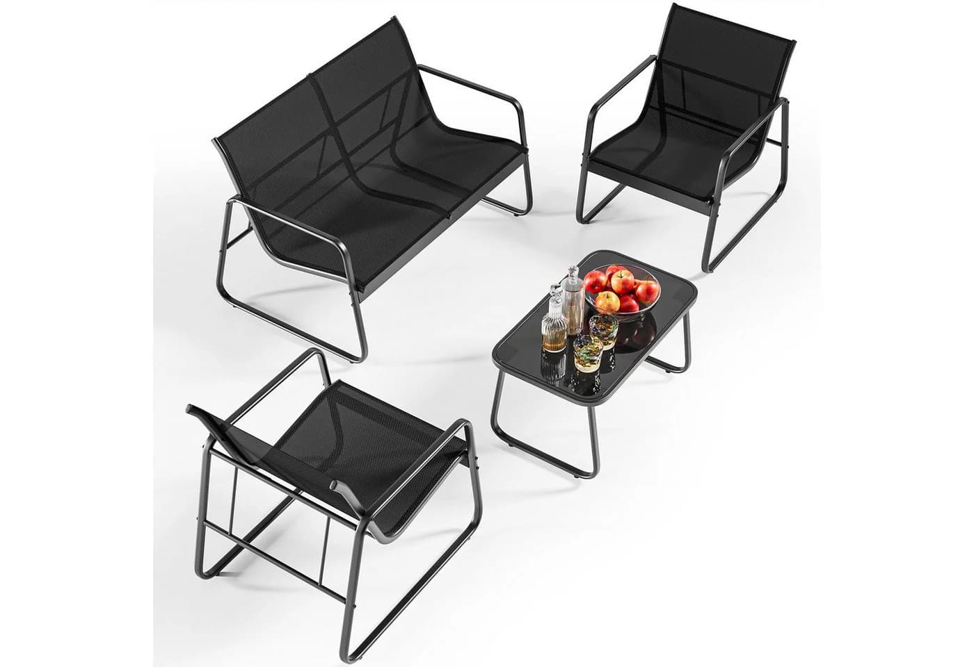 Bealife Gartenlounge-Set 4er Set 1 Tisch 1 Doppelstuhl 2 Einzelstühle - Bild 2