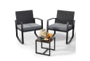 Blishom 3-tlg. Schaukelstuhl Set Grau/Blau/Beige Polyrattan Bild 2