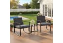 Blishom 3-tlg. Schaukelstuhl Set Grau/Blau/Beige Polyrattan Bild 5