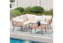 JOIVI Gartenlounge-Set 4-tlg. Creme Beige Rattan Bild 2