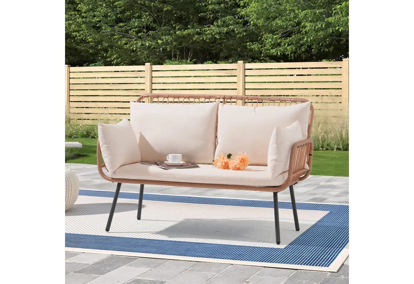 JOIVI Gartensofa Garten Loveseat Rattan - Bild 2