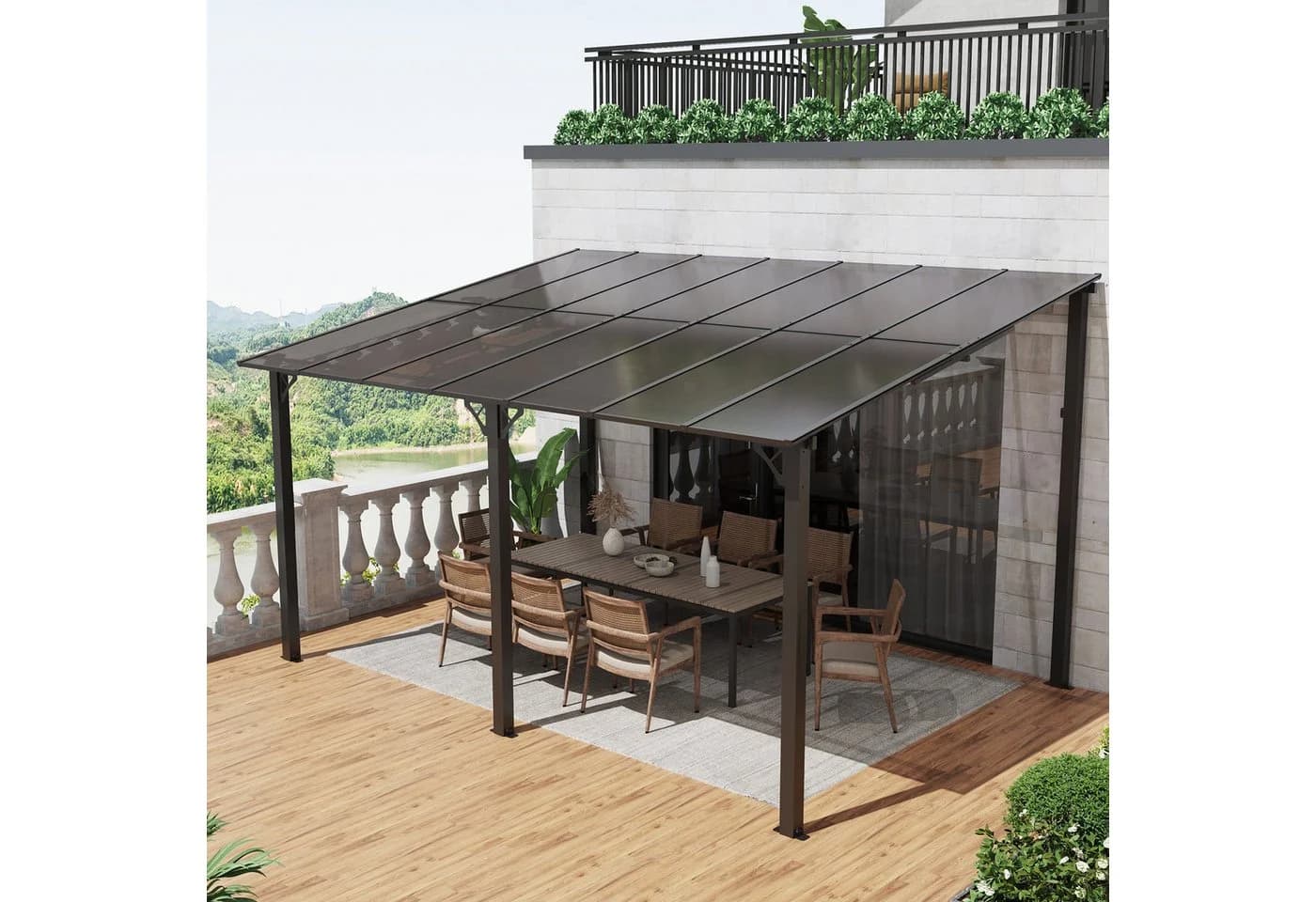 JOIVI Pergola 3x4m Terrassenüberdachung Carport mit Sonnendach - Bild 2