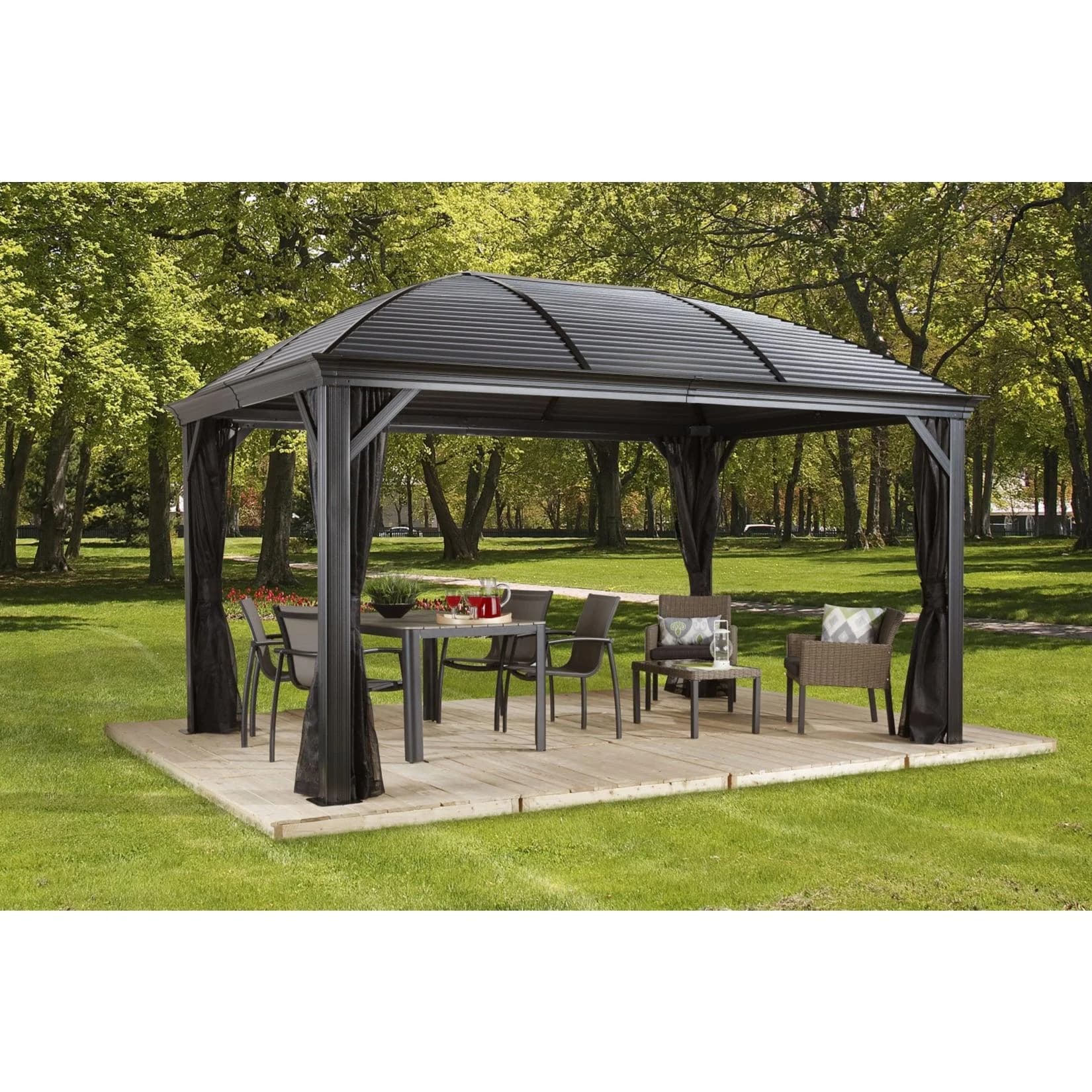 Sojag Pavillon Moreno 10x14 Moderner Gartenpavillon mit robustem Dach