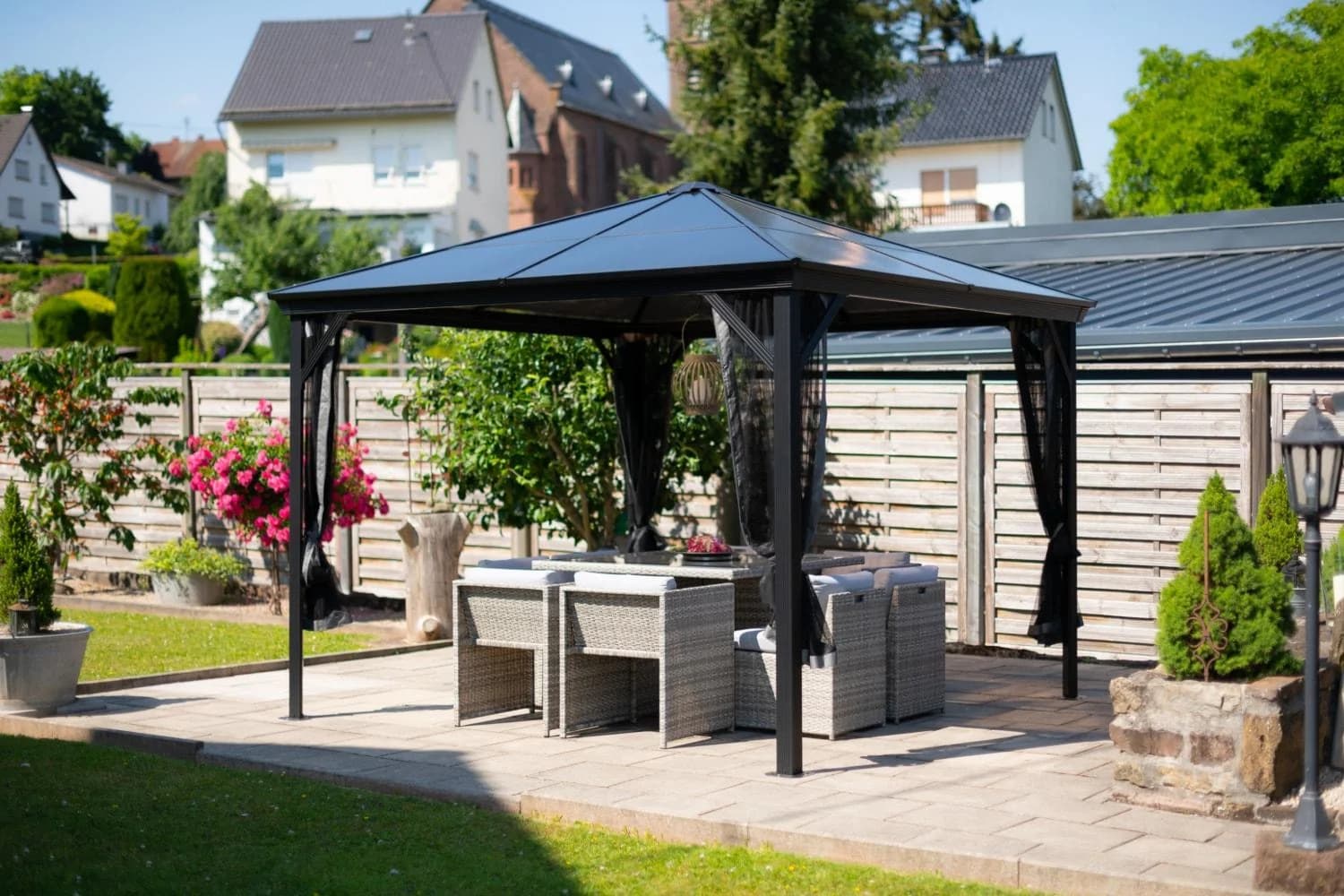Anthrazitfarbener Aluminium-Pavillon, viereckig, 298x261x298cm - Bild 2