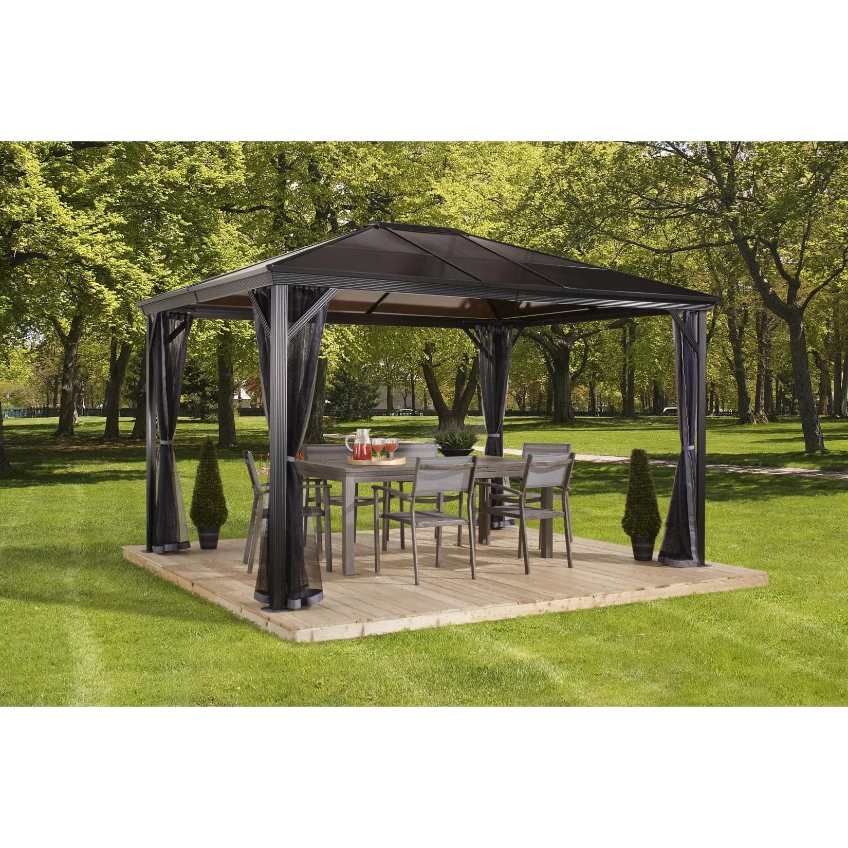 Pavillon SOJAG Verona 10x14 Grau Aluminium Polycarbonat