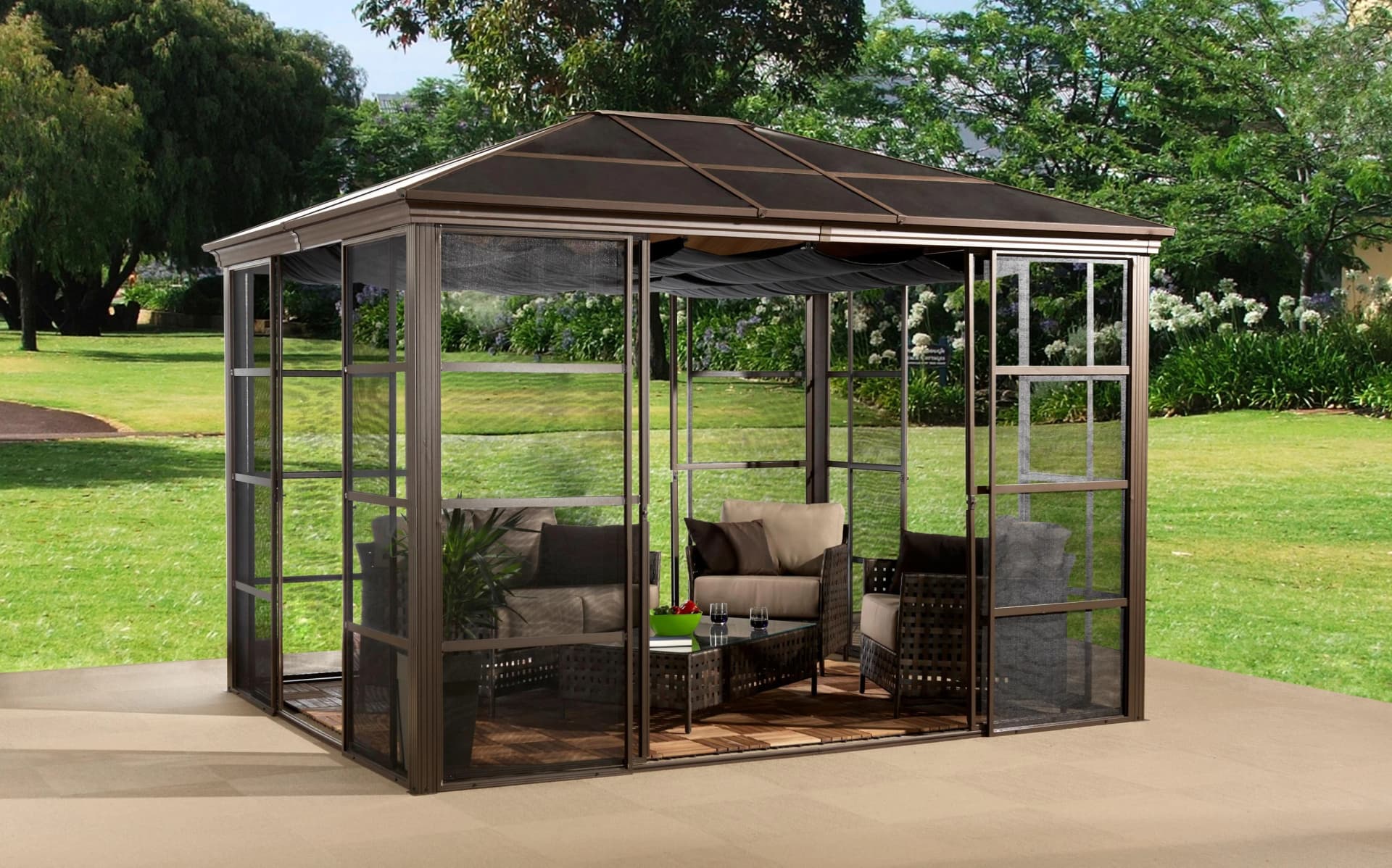 SOJAG Castel 10x12 Pavillon Braun Aluminium - Bild 2