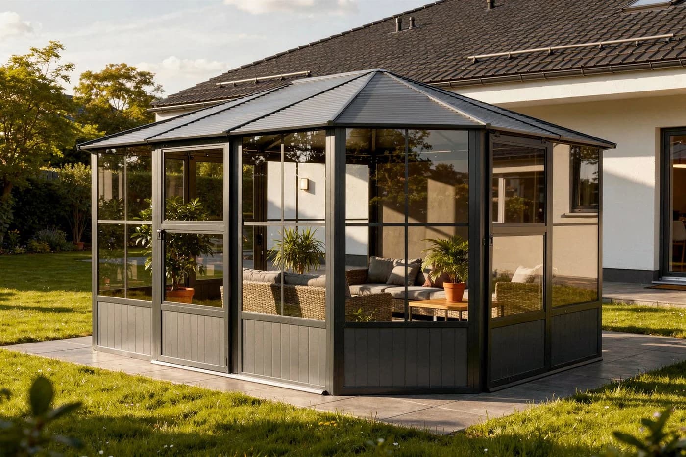 SOJAG Charleston 12x15 Pavillon Anthrazit Aluminium Stahlblech - Bild 4