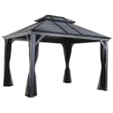 SOJAG Pavillon Mykonos 10x12 Grau Aluminium Stahldach Moskitonetze Winterfest Bild 1