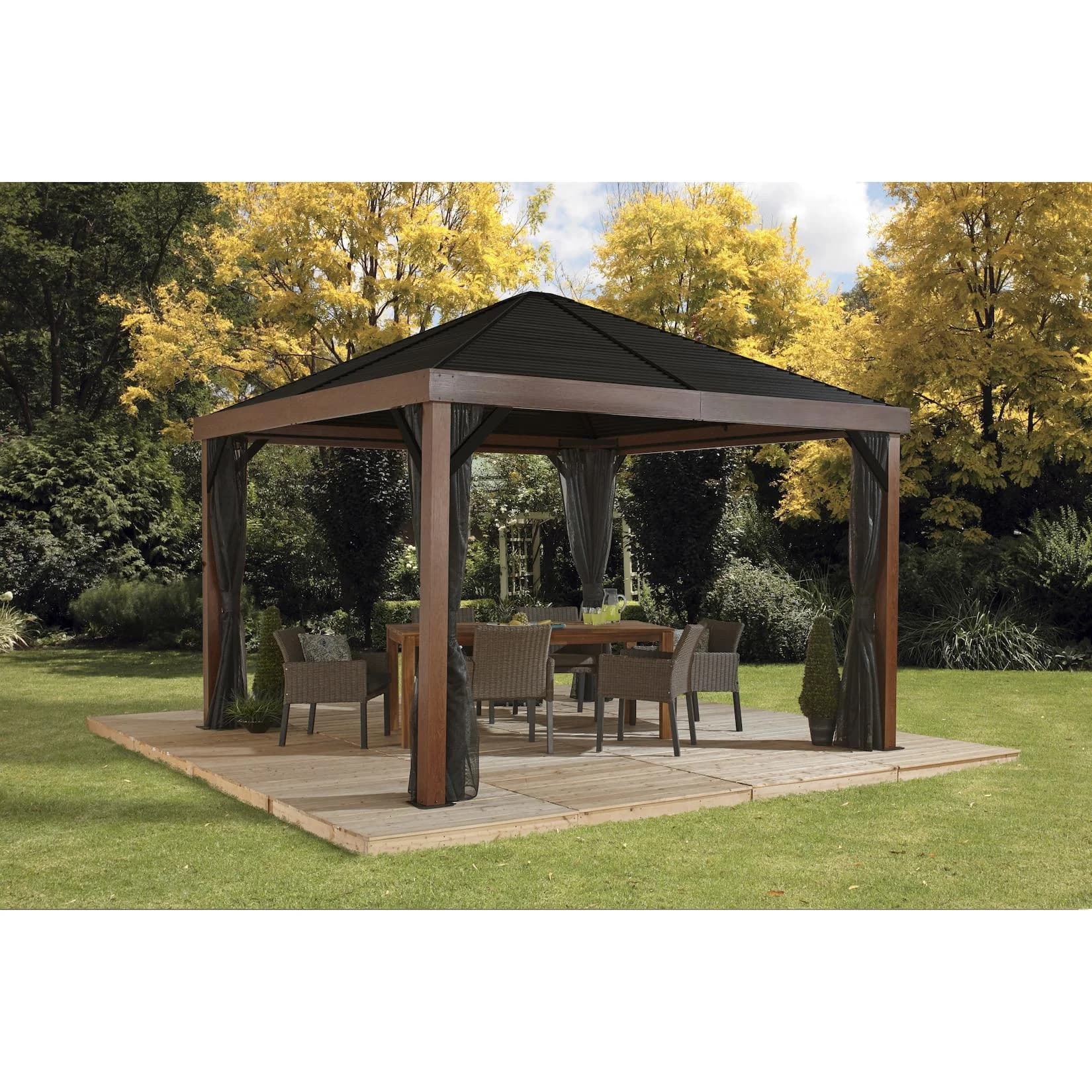 Pavillon SOJAG Valencia 12x12 Holzoptik Grün