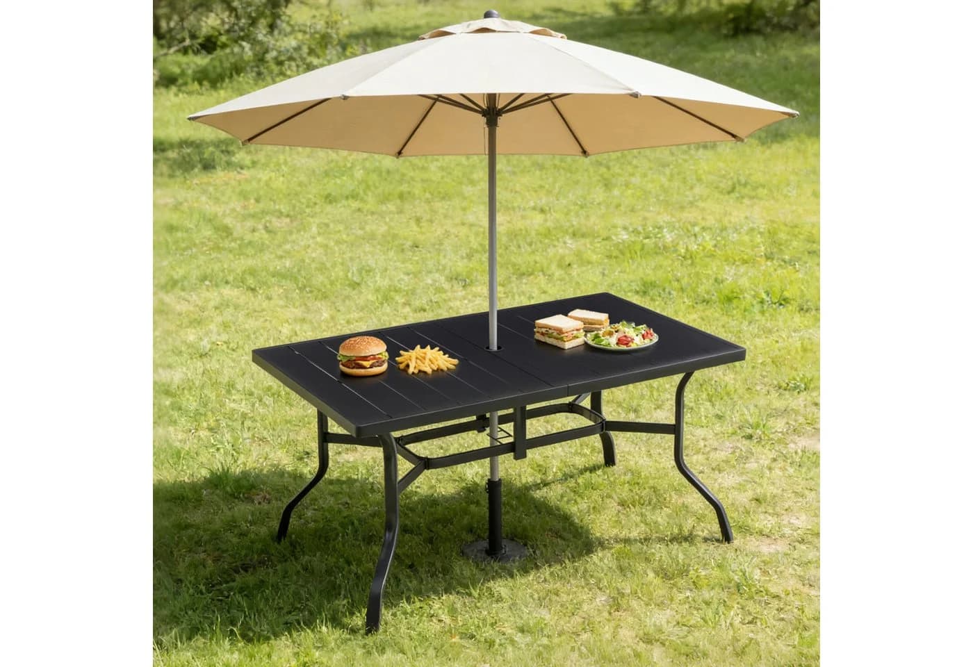 Thanaddo Gartentisch Quadratisch Schwarz Metall - Bild 2