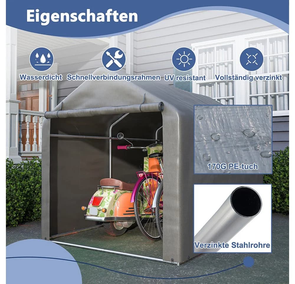 Thanaddo Carport-Geräteraum Partyzelt Metallgestell Pavillon Weiß - Bild 4