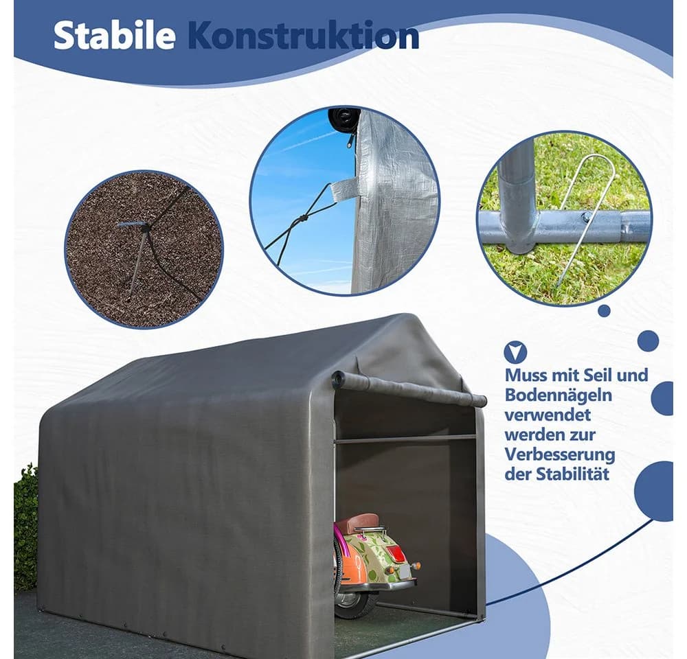 Thanaddo Carport-Geräteraum Partyzelt Metallgestell Pavillon Weiß - Bild 5