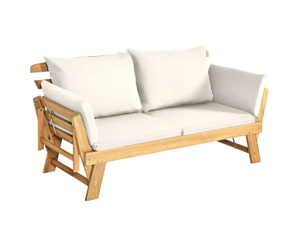COSTWAY Gartenbank 4-in-1 XXL mit Liegefunktion Weiß - Bild 2