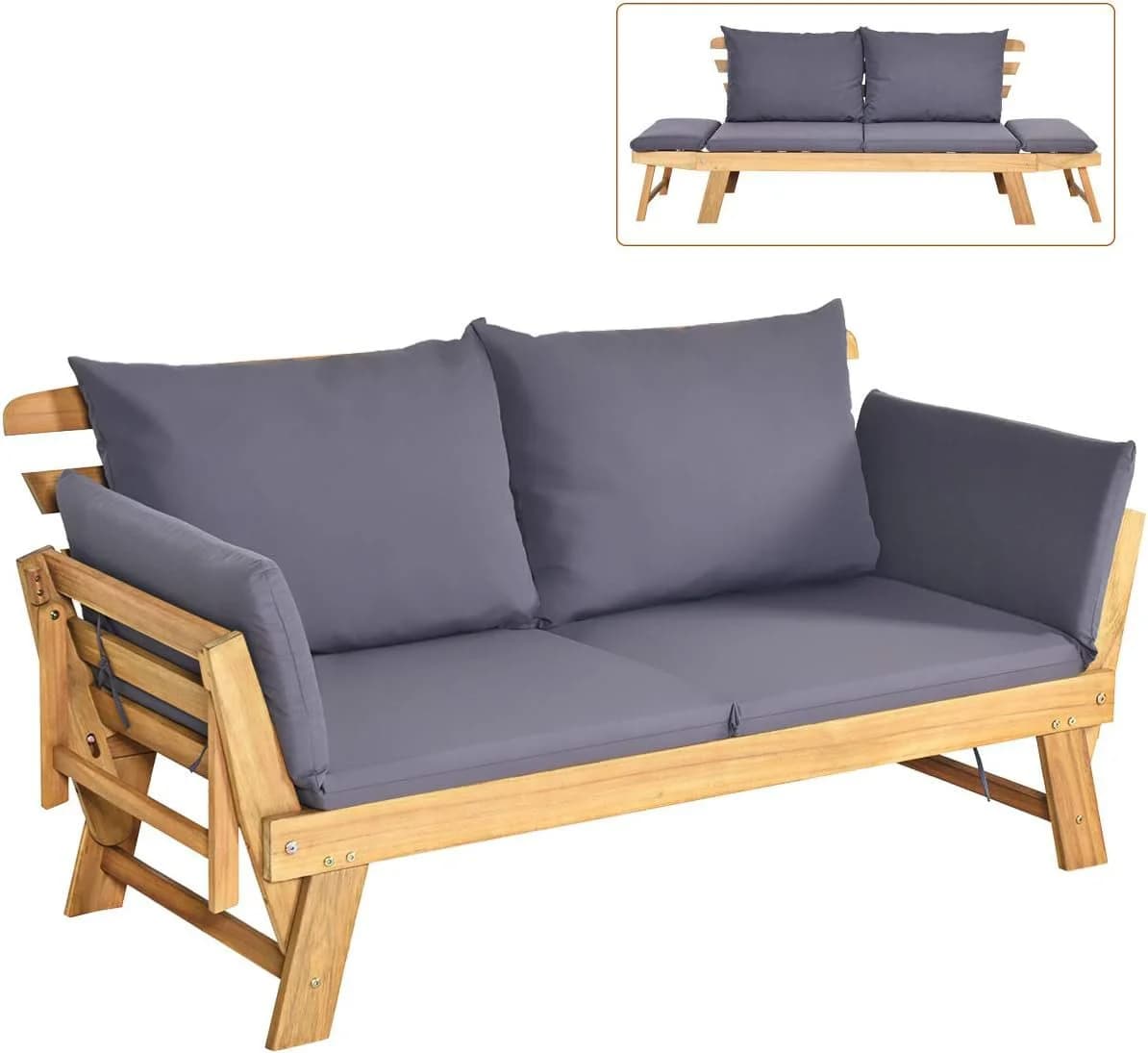 COSTWAY Gartenbank 4-in-1 XXL mit Liegefunktion - Bild 2