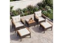 COSTWAY Balkonset Rattan 5-tlg. Akazienholzplatte mit Kissen Bild 1