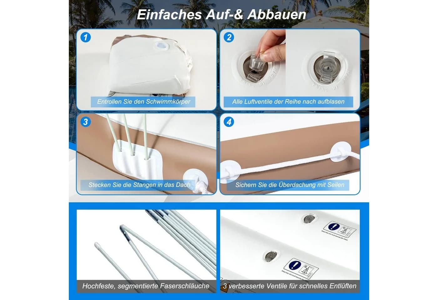 COSTWAY Badeinsel mit Überdachung UV-Schutz für 2 Personen - Bild 3