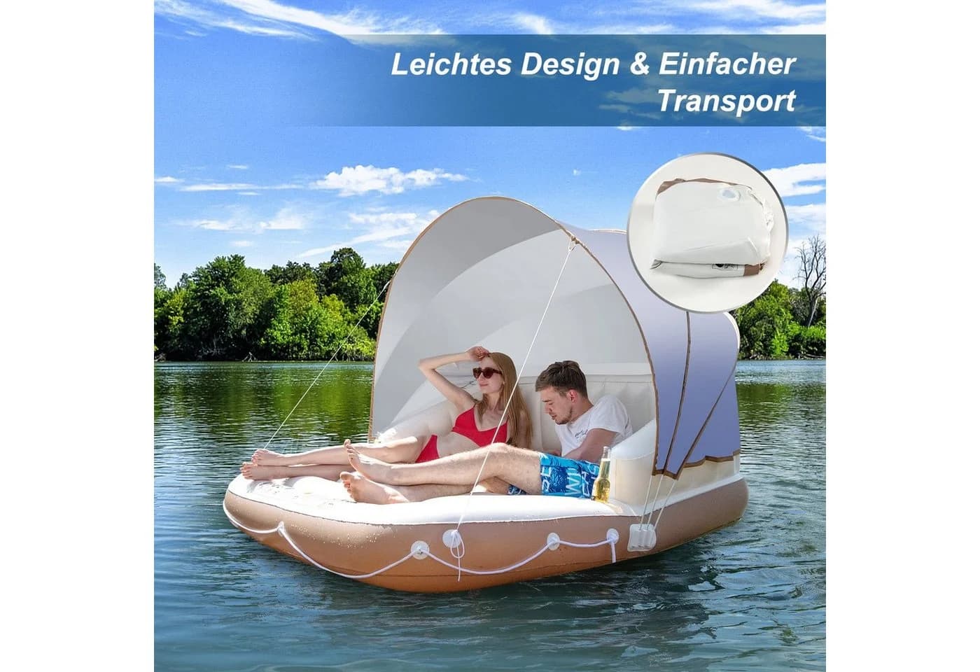 COSTWAY Badeinsel mit Überdachung UV-Schutz für 2 Personen - Bild 5