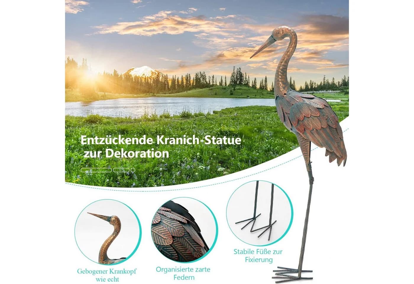 KOMFOTTEU Gartenfigur Gartendeko 2er Set 2 St Metall Kunstskulptur Braun