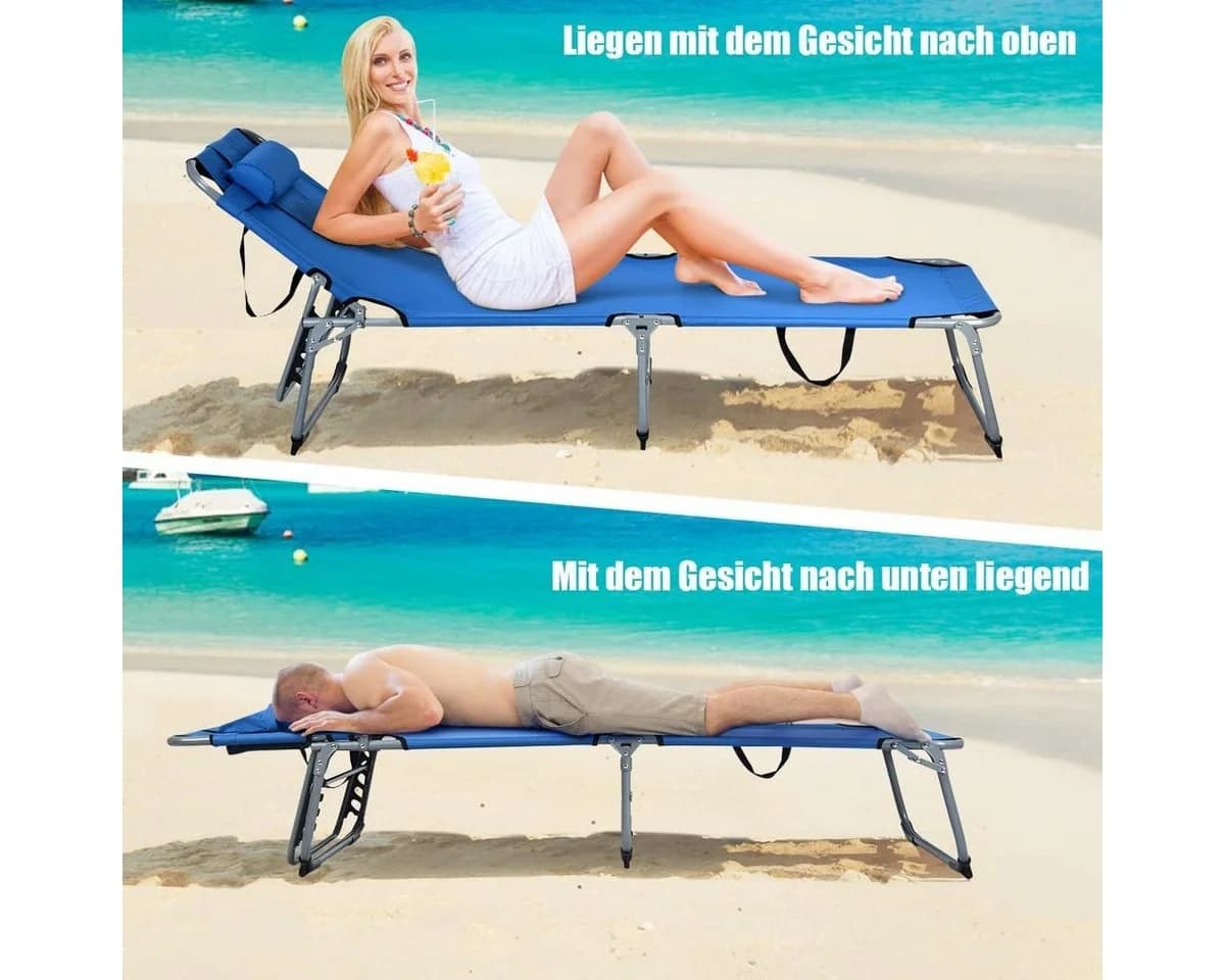 KOMFOTTEU Multifunktionsliege Faltbarer Strandliege 5-fach Verstellbar