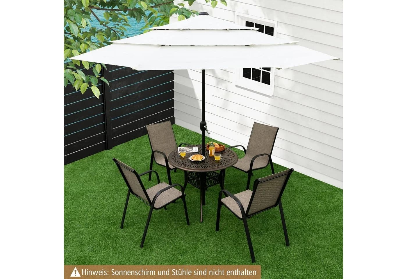 COSTWAY Bistrotisch Gartentisch rund Antikbraun Aluminiumguss - Bild 5