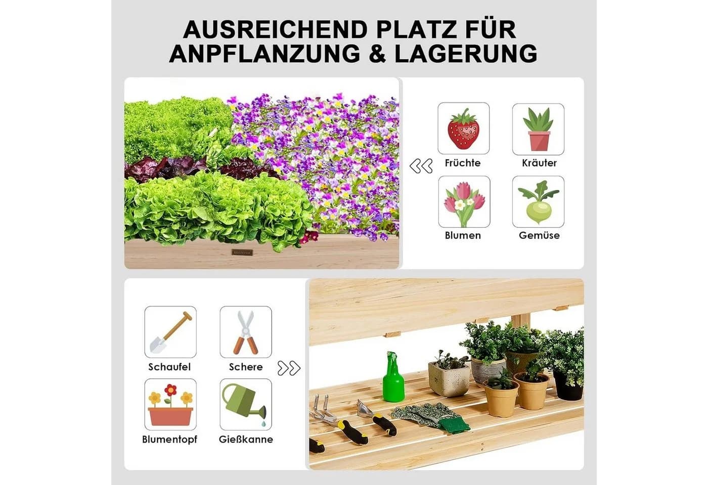 KOMFOTTEU Hochbeet Gartenbeet mit Rollen - Bild 3