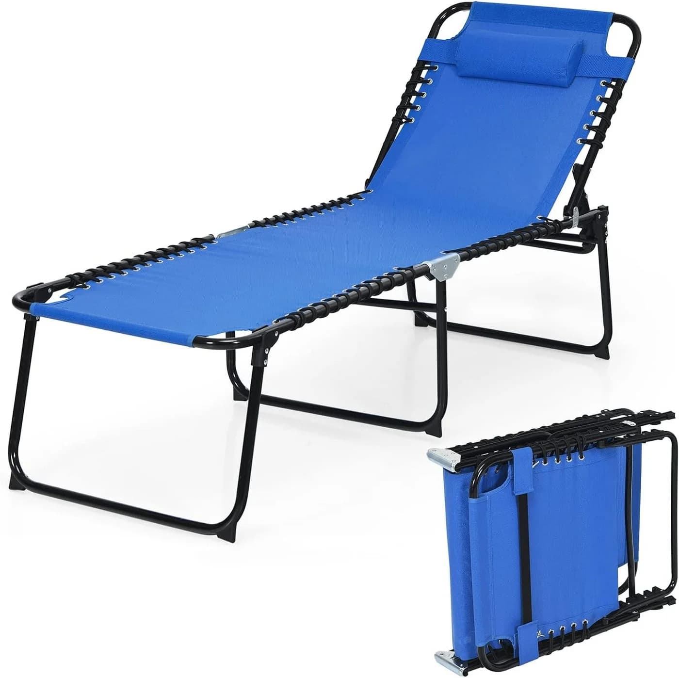 KOMFOTTEU Klappbare Campingliege Blau Wasserdicht Liegestuhl - Bild 2