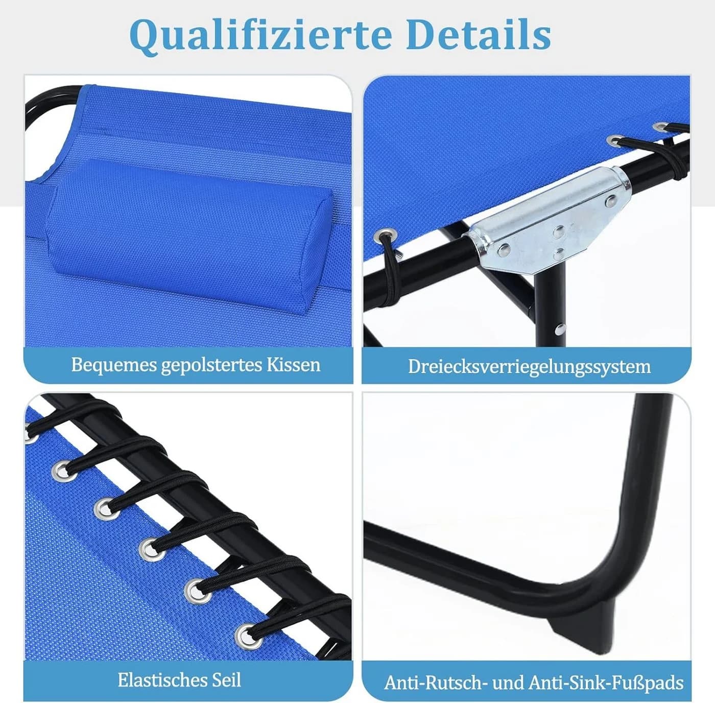 KOMFOTTEU Klappbare Campingliege Blau Wasserdicht Liegestuhl - Bild 5
