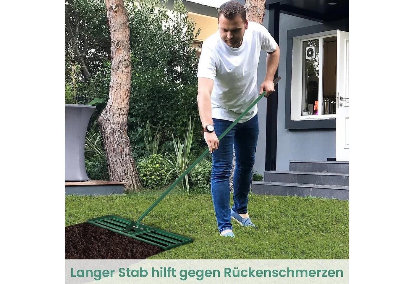 KOMFOTTEU Rasenrechen Nivellierrechen mit 170cm Griff
