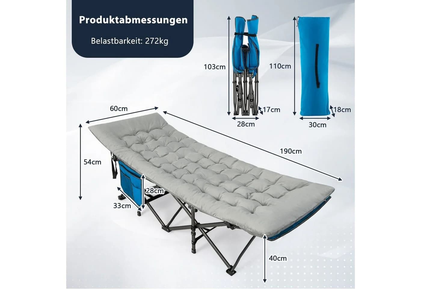COSTWAY Liegenauflage Feldbettauflage 190 x 70 cm 7 cm Dicke Martratze - Bild 3