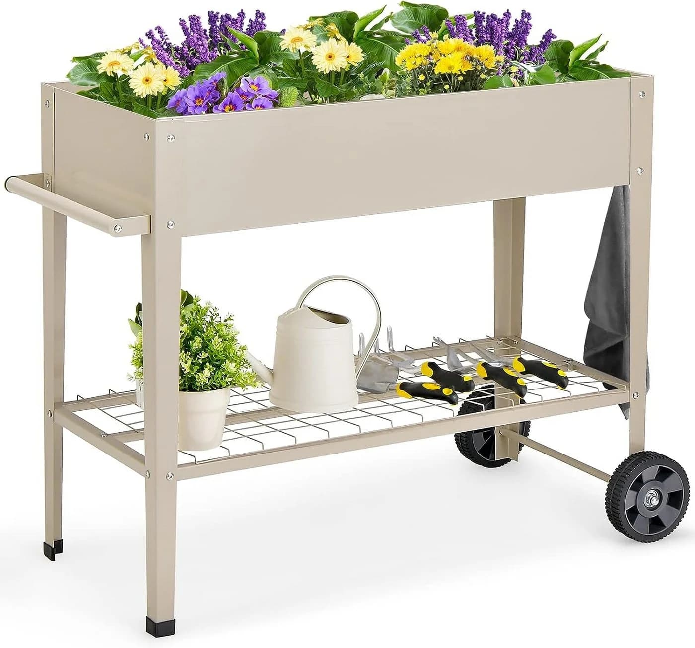 KOMFOTTEU Hochbeet Gartenbeet mit Rollen und Drainageloch - Bild 2