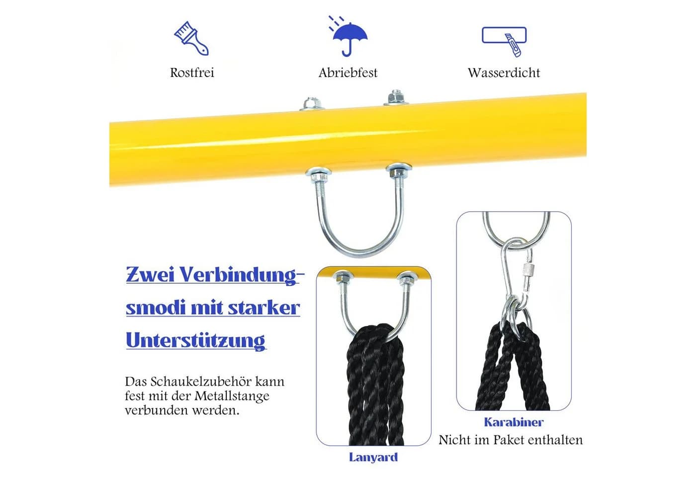 Einzelschaukel aus Metall, A-förmig, robust und stabil - Bild 3