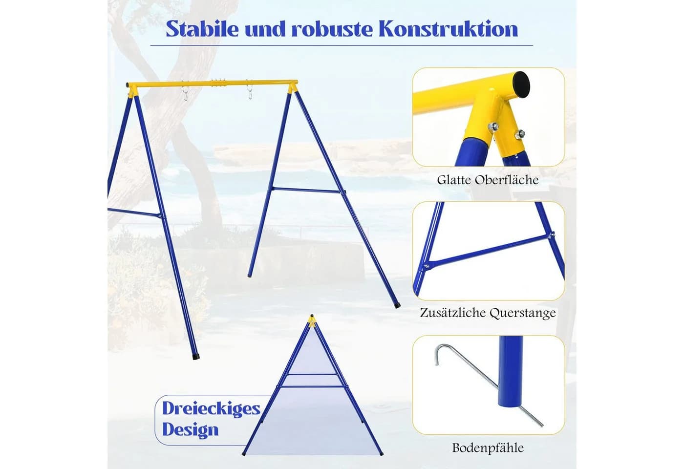 Einzelschaukel aus Metall, A-förmig, robust und stabil - Bild 4