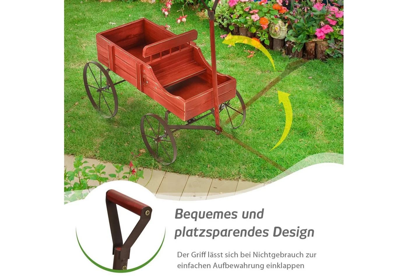 COSTWAY Blumenständer Pflanzwagen mit Rädern & Griff - Bild 4